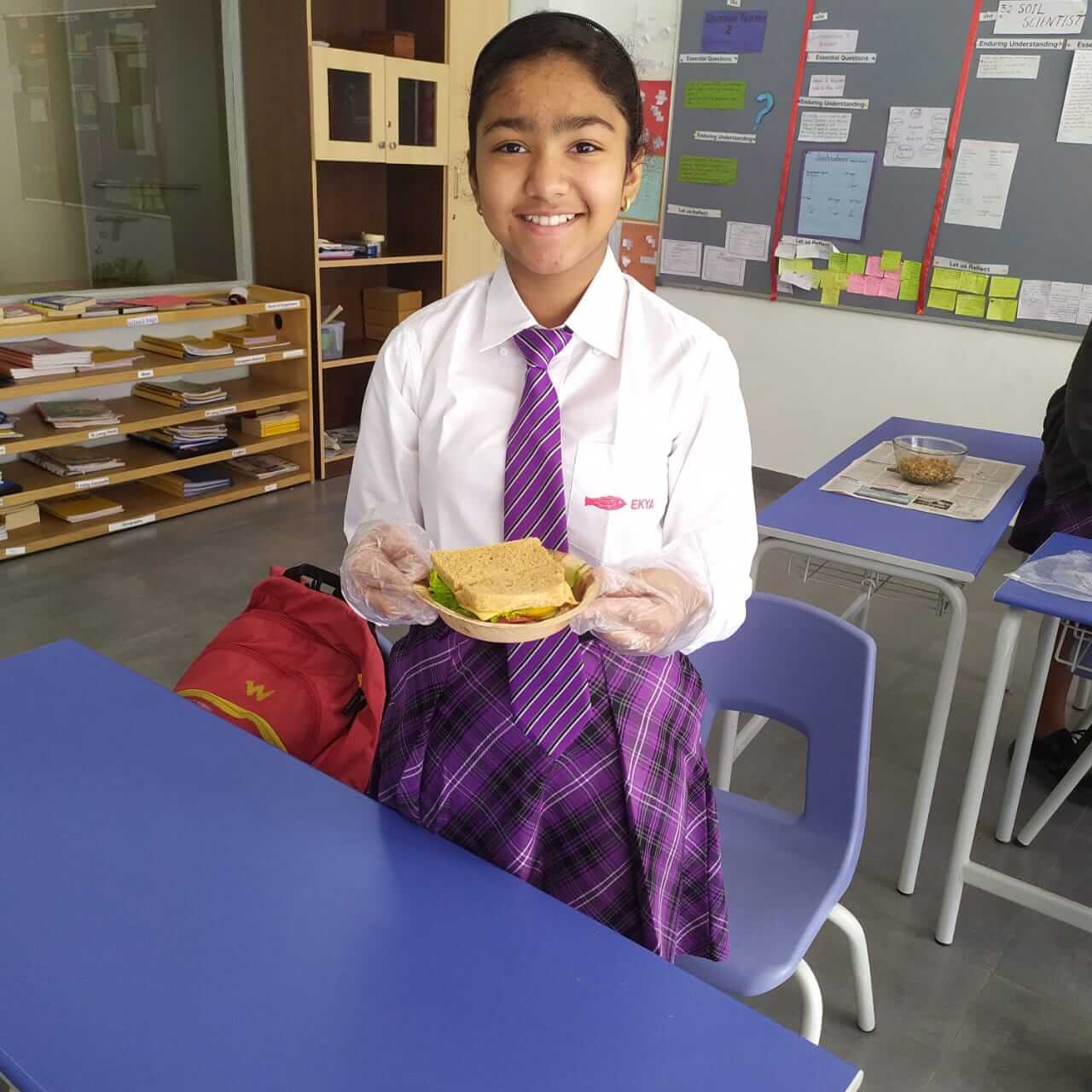 popular k12 icse schools in bangalore Ekya school student Carrying the plate of food