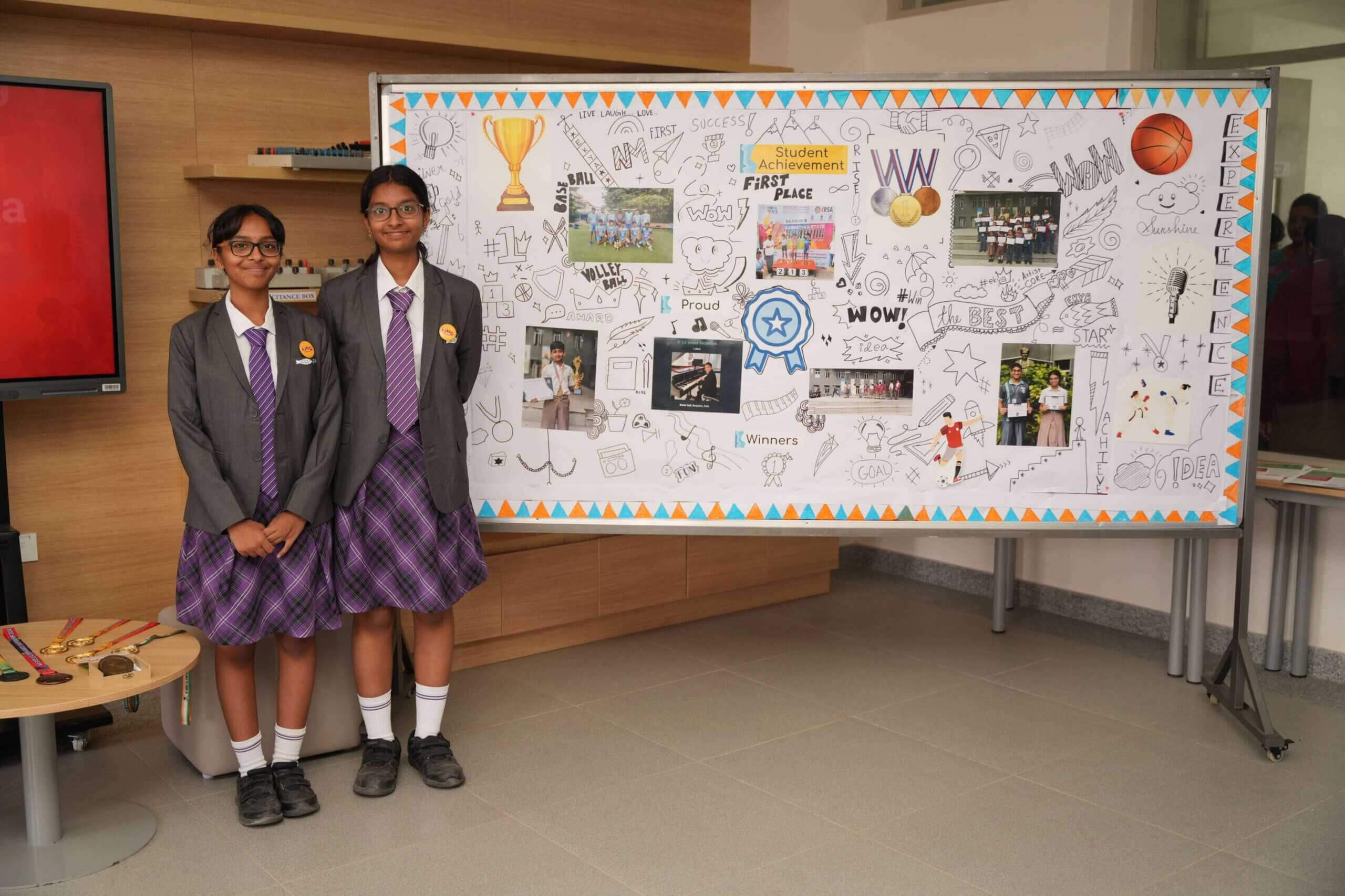 k12 schools in bangalore ekya schools students photo with the art they made