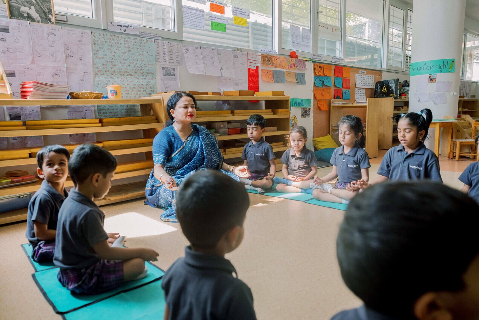 Ekya popular k12 icse schools in bangalore Students and teacher doing yoga