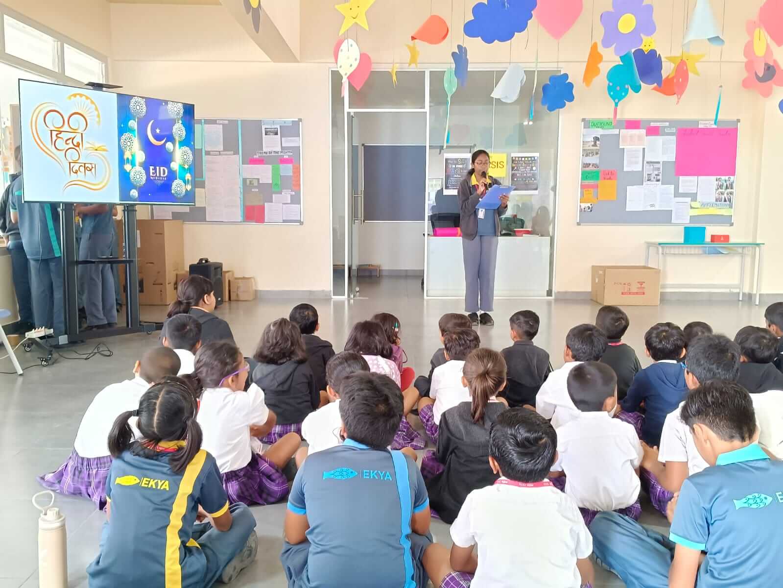 top k12 igcse schools in bangalore Ekya School Students sitting inside the classroom