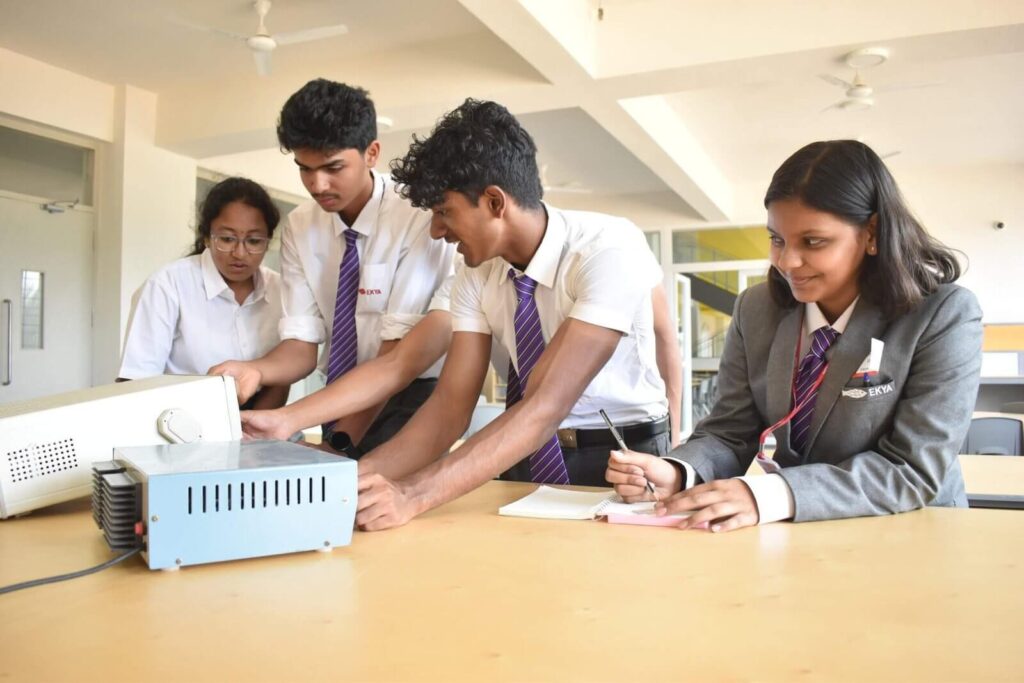 Ekya School the best school in bangalore Students in the lab classroom
