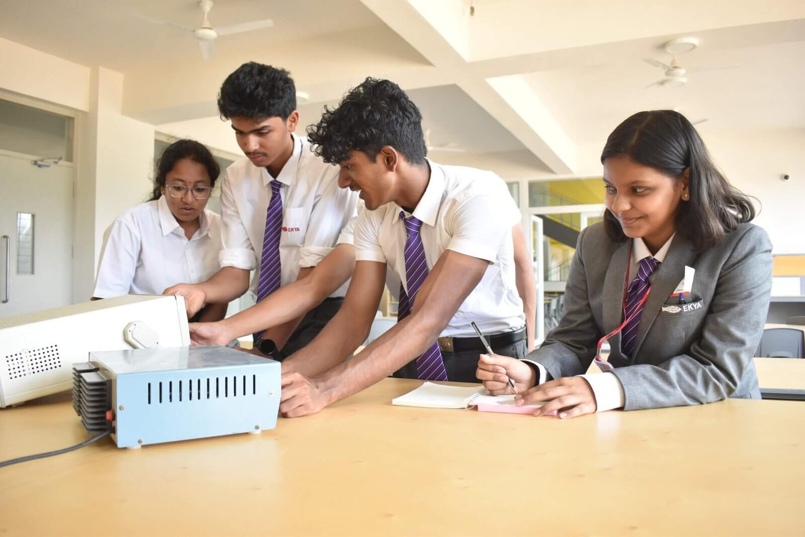 Ekya School the best school in bangalore Students in the lab classroom