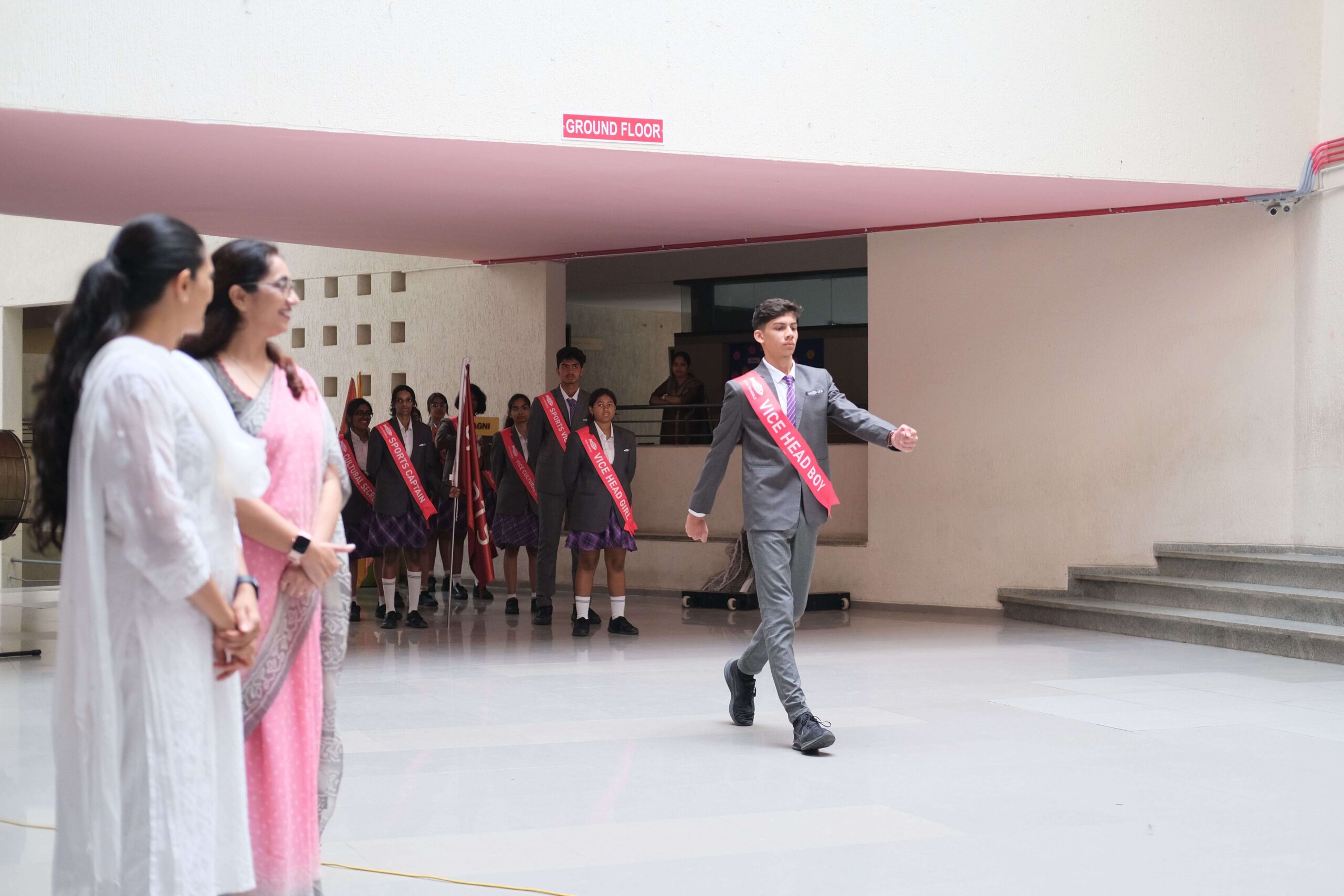 Student leaders at Ekya Schools, one of the best schools in Bangalore, showcasing teamwork and leadership development during a school event